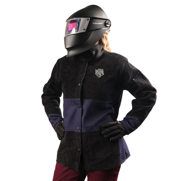 Black Stallion AngelFire® Women's Hybrid Welding Jacket, Navy & Black - HardHatGear