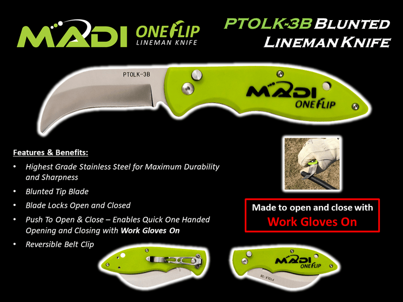 MADI ONE FLIP Lineman Knife - Blunted