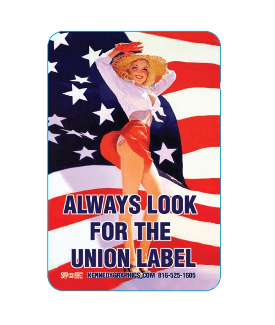 Always Look for the Union Label Pin Up Girl Hard Hat Sticker #S109 - HardHatGear
