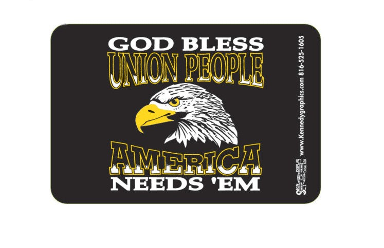God Bless Union People Eagle Hard Hat Sticker
