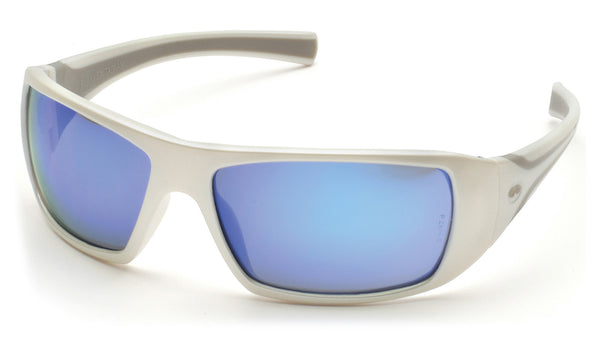 Pyramex Goliath White Frame Ice Blue Safety Glasses #SW5665D - HardHatGear