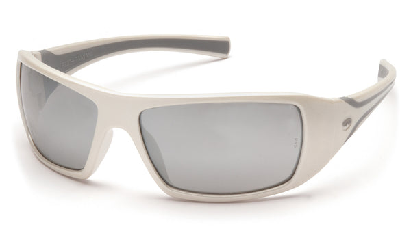 Pyramex Goliath White Frame Silver Mirror Lens Safety Glasses #SW5670D - HardHatGear