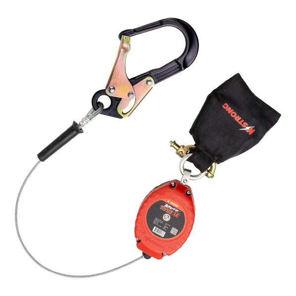 Kstrong Kstrong® Brute™ Backer™ Le 8.5 Ft. Cable Srl-le With Aluminum Swivel Rebar Hook At Connector End And Shock Pack With Twin Srl Connector At Top (Ansi) - HardHatGear