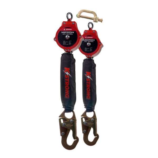 KStrong® Dual 6 ft. Micron SRL assembly with snap hooks (ANSI). Includes connector to attach to harness. - HardHatGear