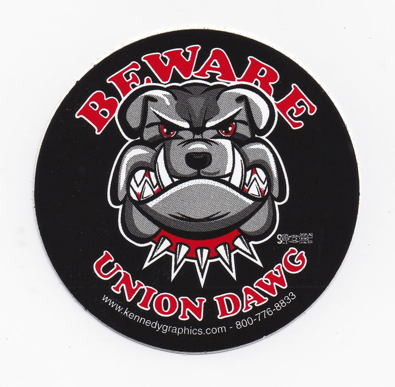 Beware of Union Dawg Hard Hat Sticker