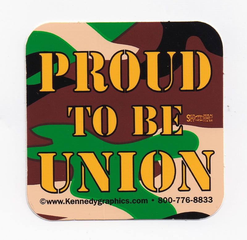 Proud To Be Union Camo Hard Hat Sticker