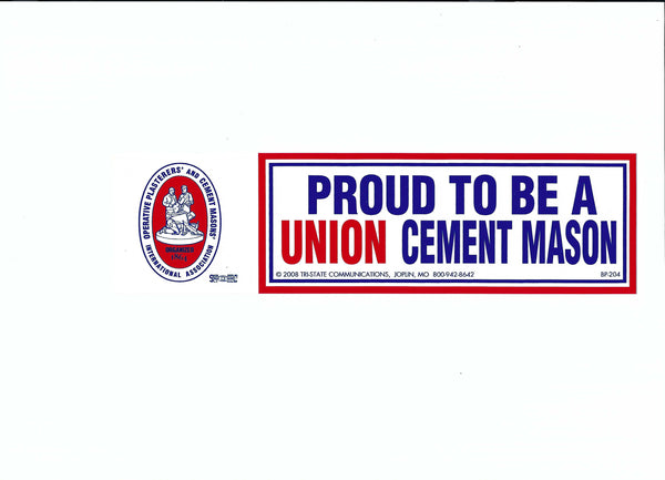 Proud to be a Union Cement Mason Bumper Sticker #BP-204 - HardHatGear