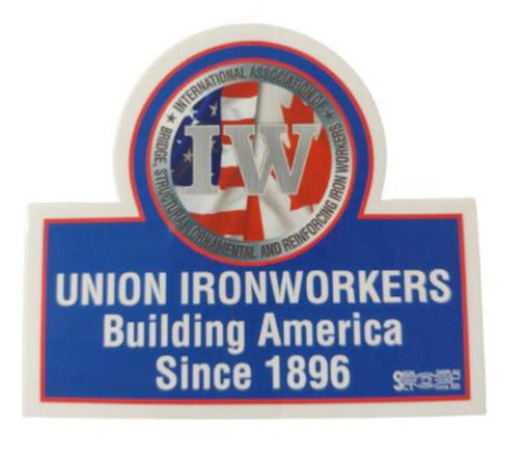 Union Ironworkers Building America Hard Hat Sticker #BLU01 - HardHatGear