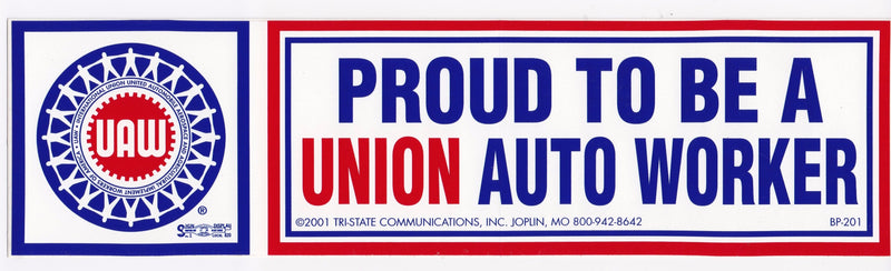 Proud to be Union Auto Worker Bumper Sticker