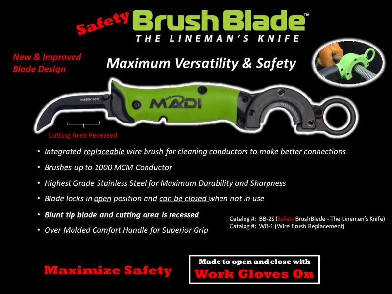 MADI BrushBlade Linemans Knife - Safety Blade - HardHatGear