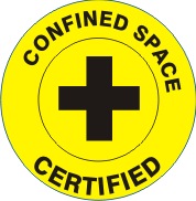 Confined Space Certied with Cross hard hat Marker HM-109 - HardHatGear