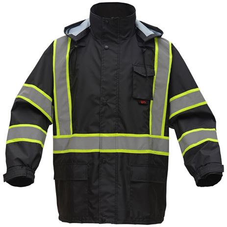 GSS Safety Class 3 Premium Non-Ansi Hooded Rain Coat #6007 - HardHatGear