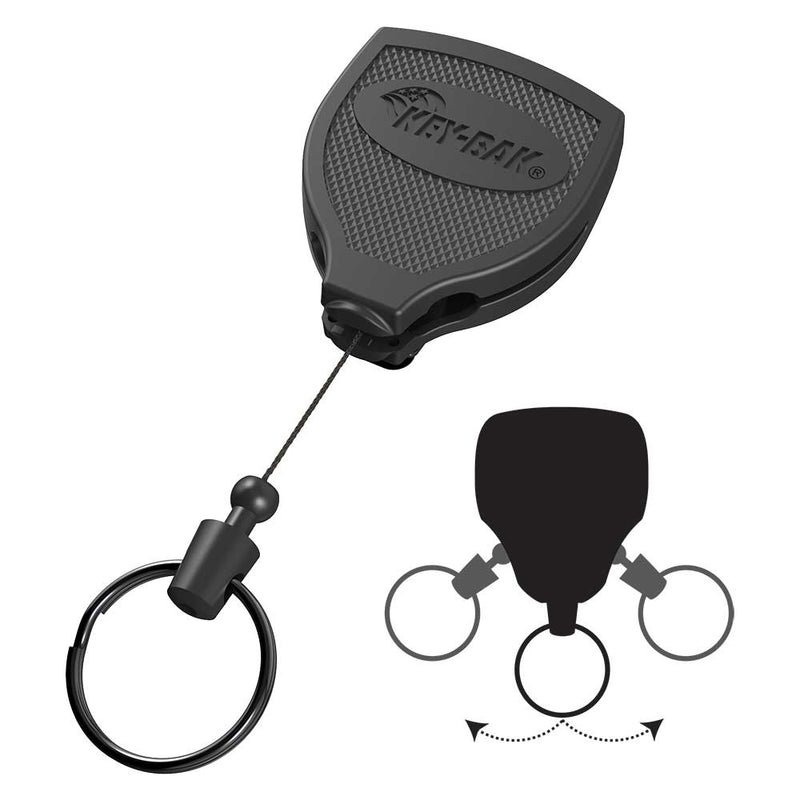 Key-Bak Snapback Retractable Keychain with 24 inch Cut Resistant Cord, Charm Ring, and Easy to Use Clip