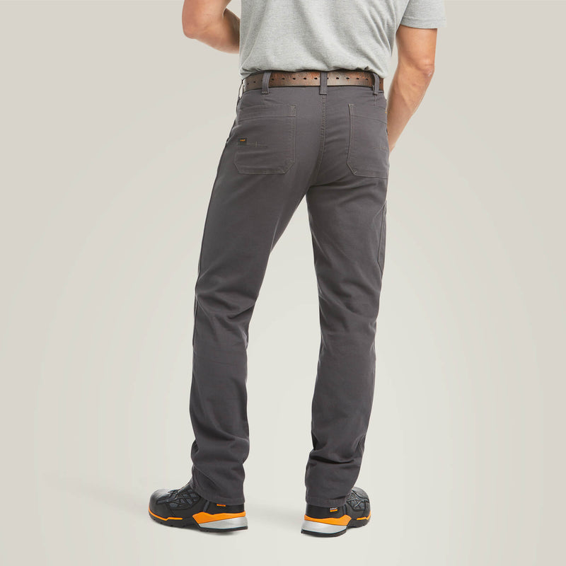 Ariat Rebar M4 Low Rise DuraStretch Made Tough Double Front Stackable Straight Leg Pant, Grey