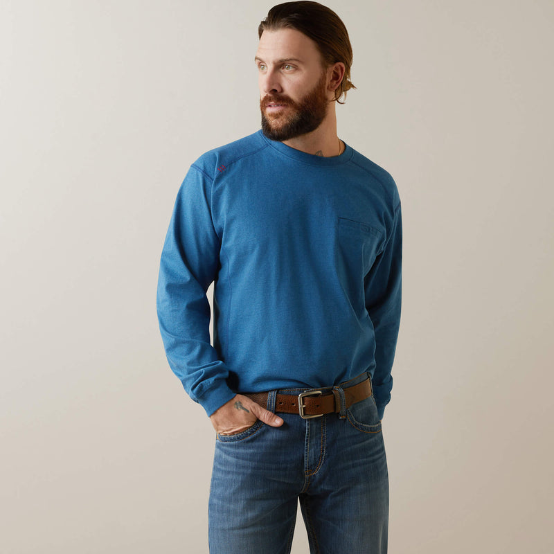 Ariat FR Air Crew Long Sleeve T-Shirt-Key Largo Heather