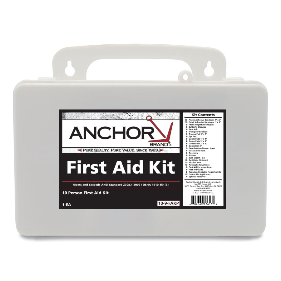 Anchor 10 Person First Aid Kit, ANSI 2009, Plastic Case