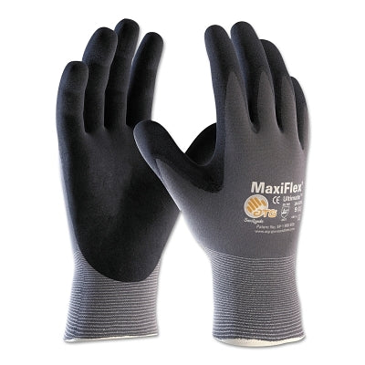 MaxiFlex Ultimate Nitrile Coated Micro-Foam Grip Gloves- Black/Gray