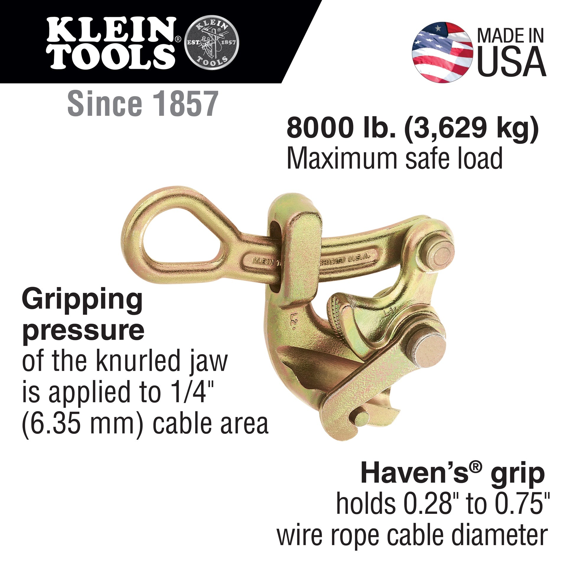 Klein Tools Haven's® Grip for Wire Rope 0.75-Inch