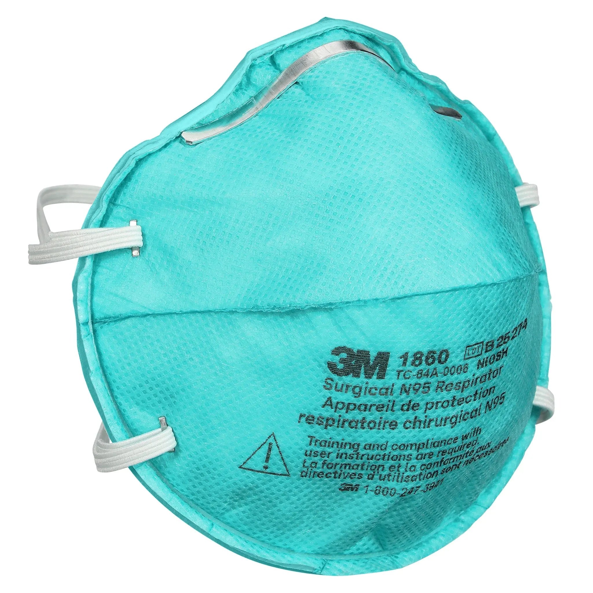 3M 1860 N95 Health Care Particulate Respirator and Surgical Mask, Teal