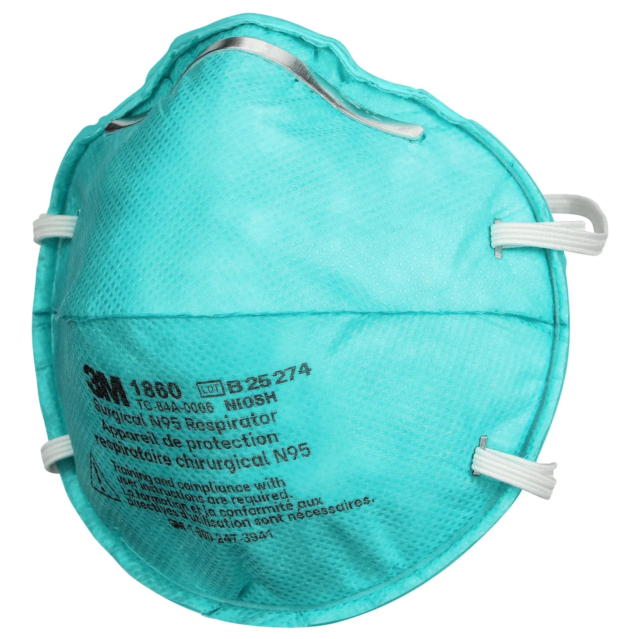 3M 1860 N95 Health Care Particulate Respirator and Surgical Mask, Teal