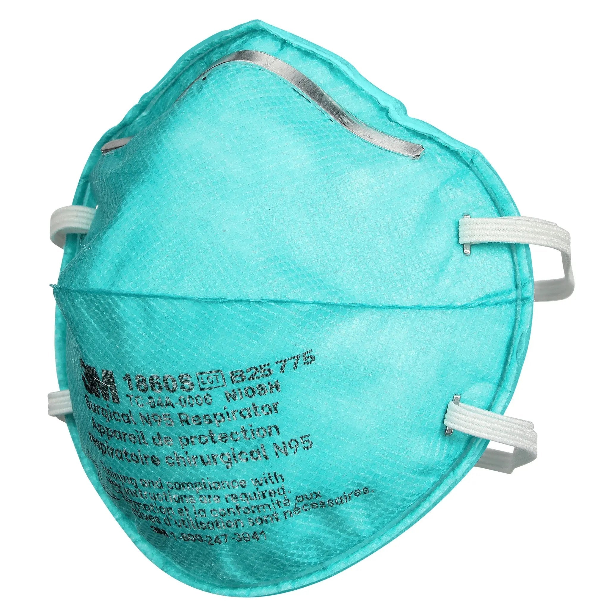 3M 1860 N95 Health Care Particulate Respirator and Surgical Mask, Teal