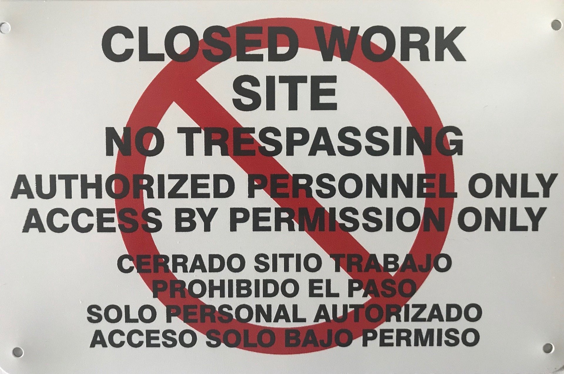 Aluminum Closed Work Site Signs