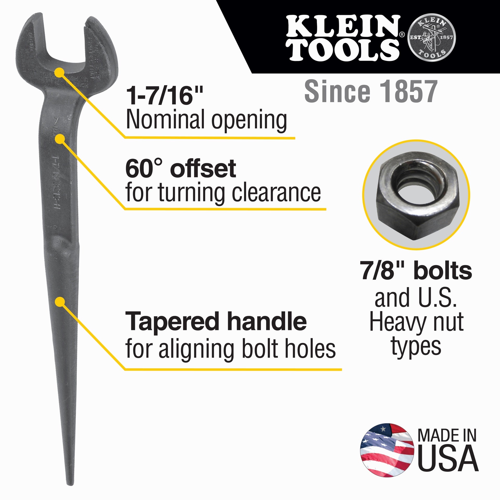 Klein Erection Wrench For 7/8 Hard Bolts #3213