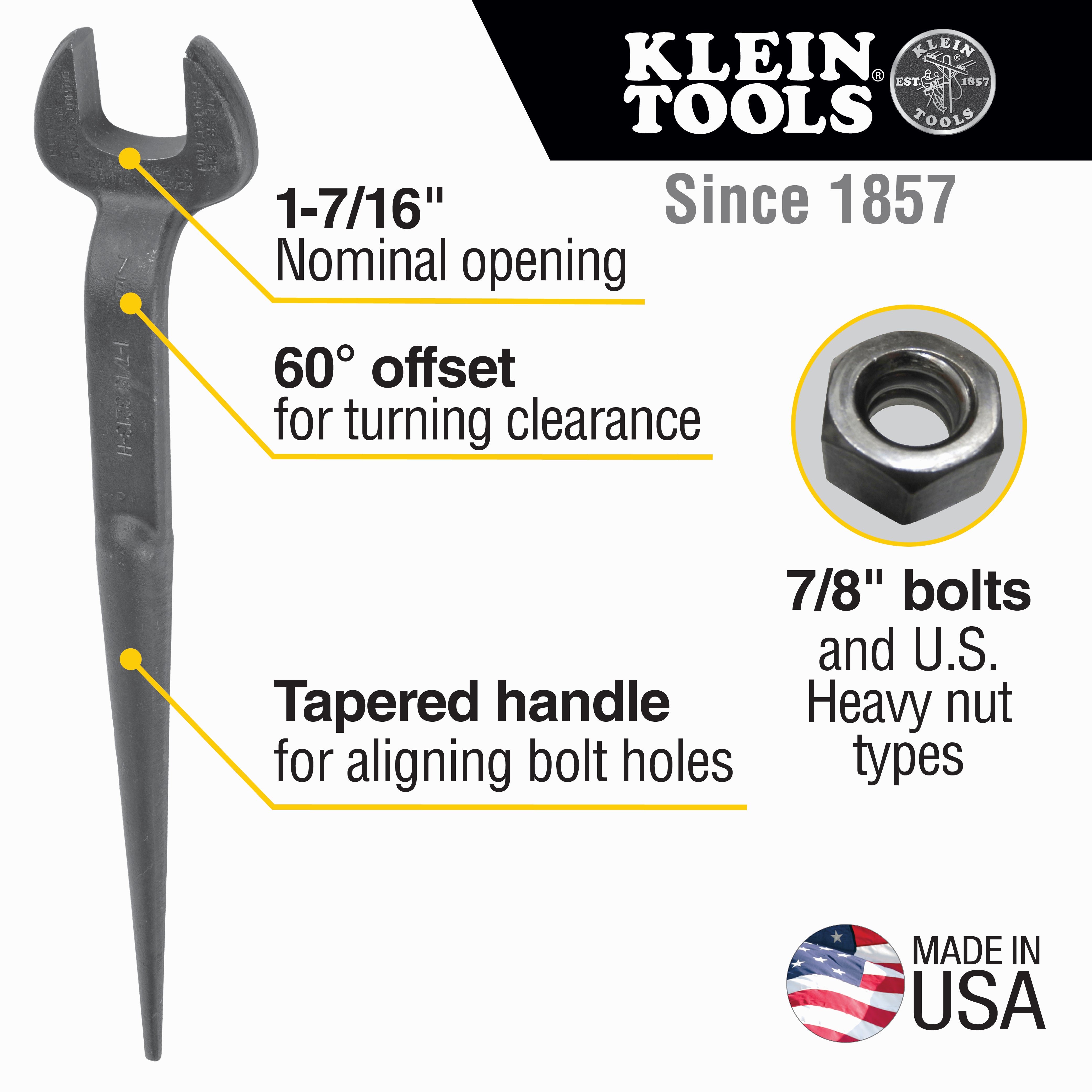 Klein Erection Wrench For 7/8 Hard Bolts #3213