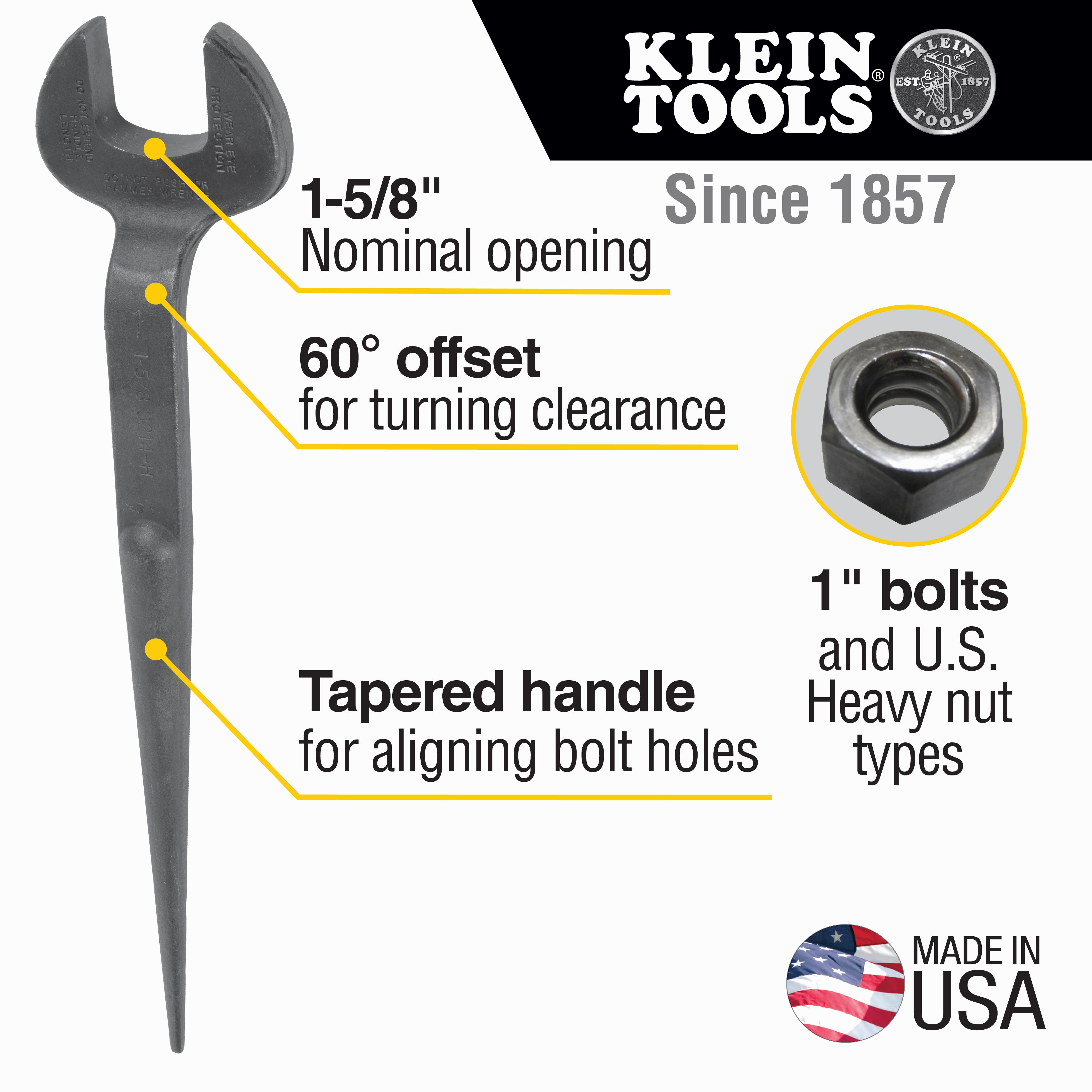 Klein Erection Wrench For 1 Hard Bolts #3214