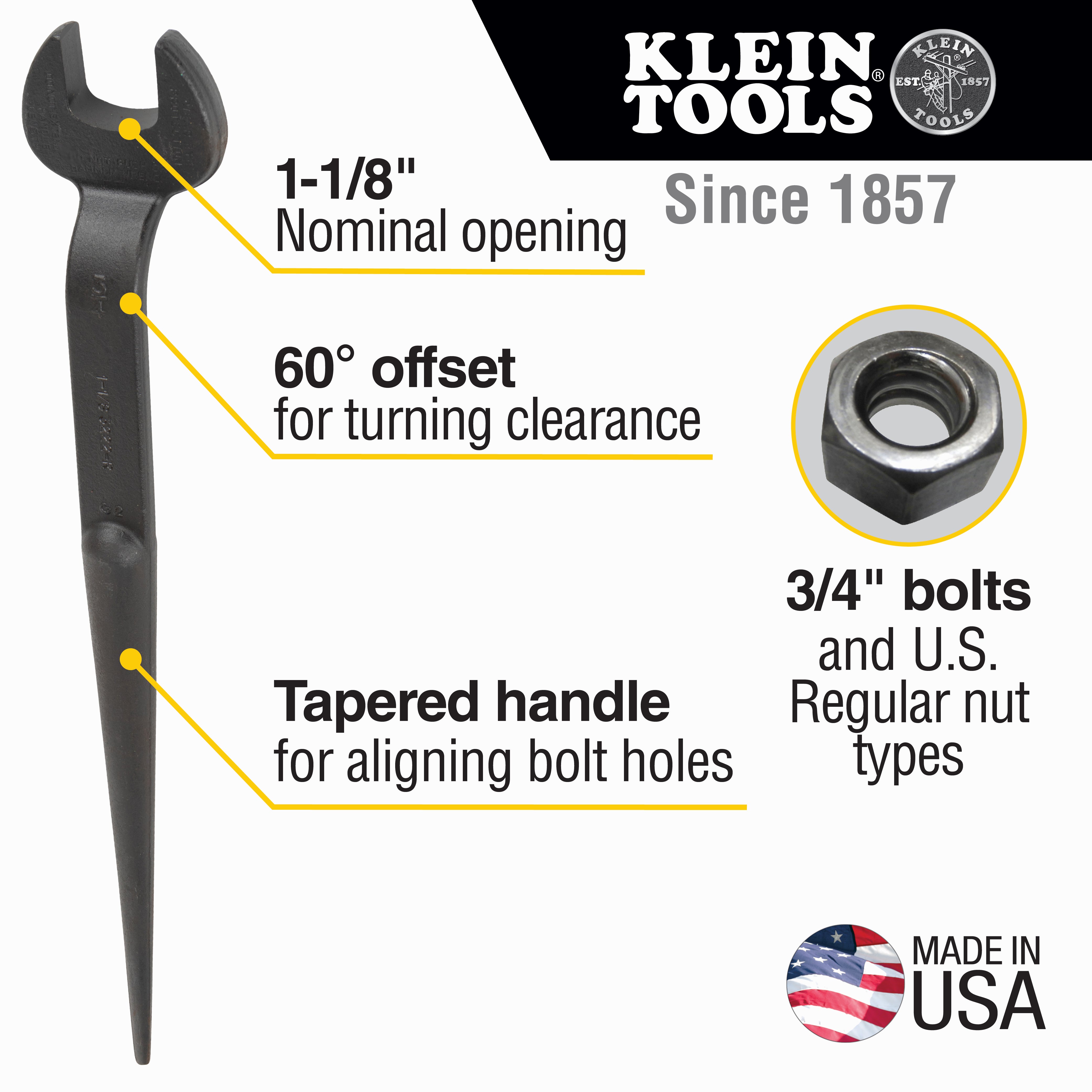 Klein Erection Wrench For 3/4 Soft(A302) Bolts #3222