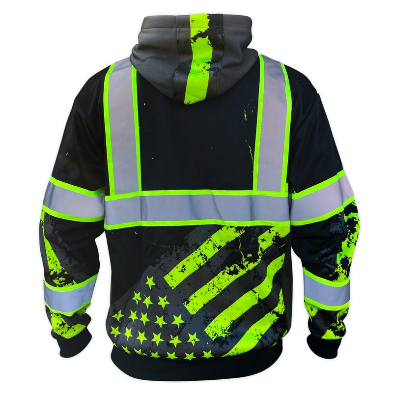 Safety Shirtz Stealth American Grit Black Type-O Reflective Safety Hoodie