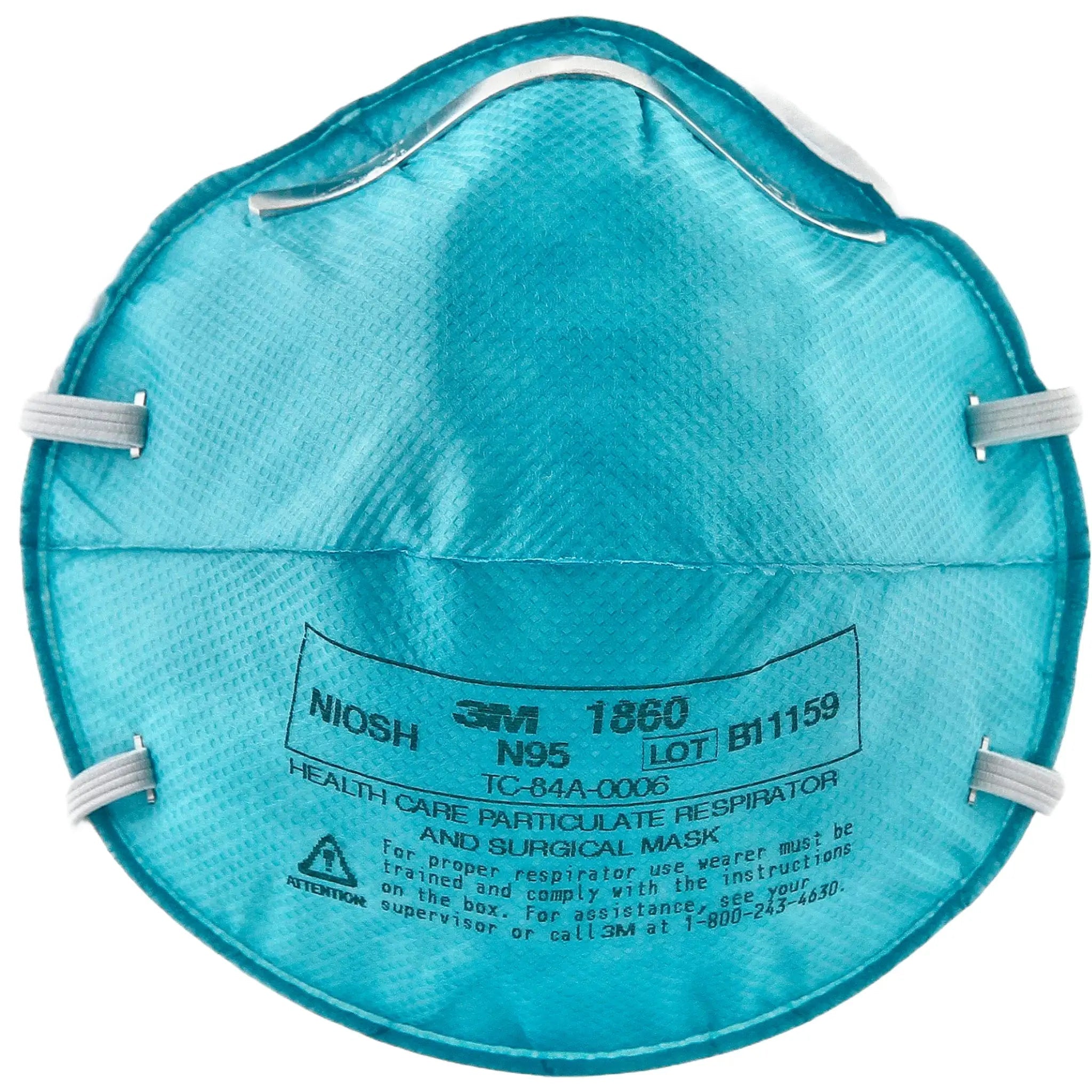 3M 1860 N95 Health Care Particulate Respirator and Surgical Mask, Teal