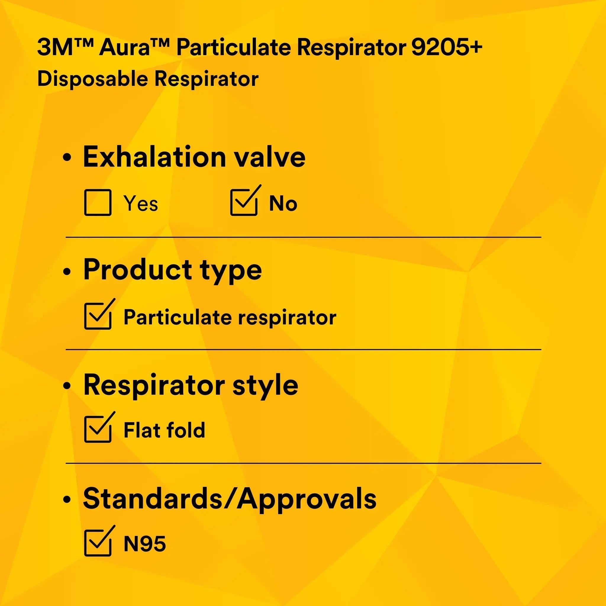 3M 9205+ N95 Aura Particulate Respirator Mask, White, Standard