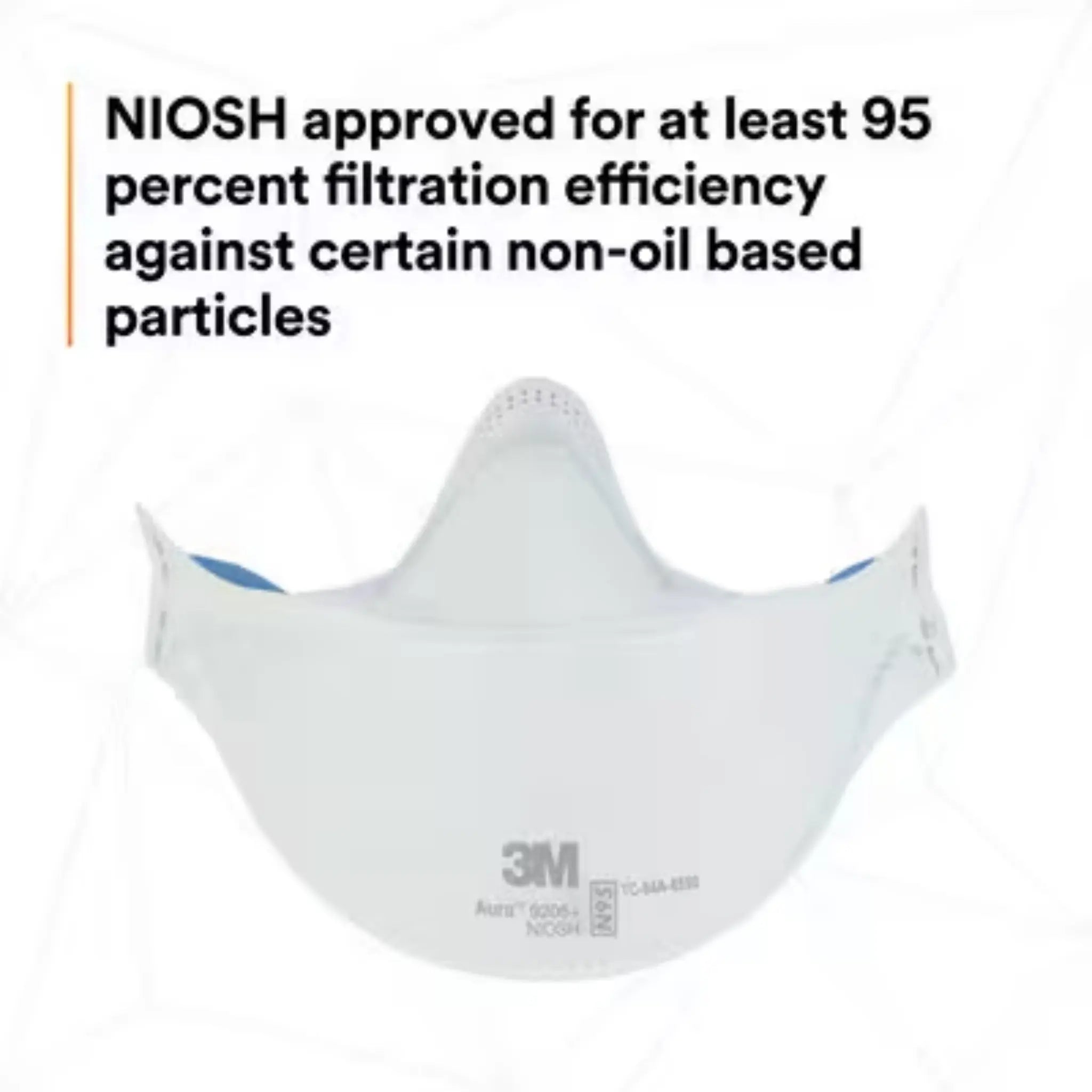 3M 9205+ N95 Aura Particulate Respirator Mask, White, Standard