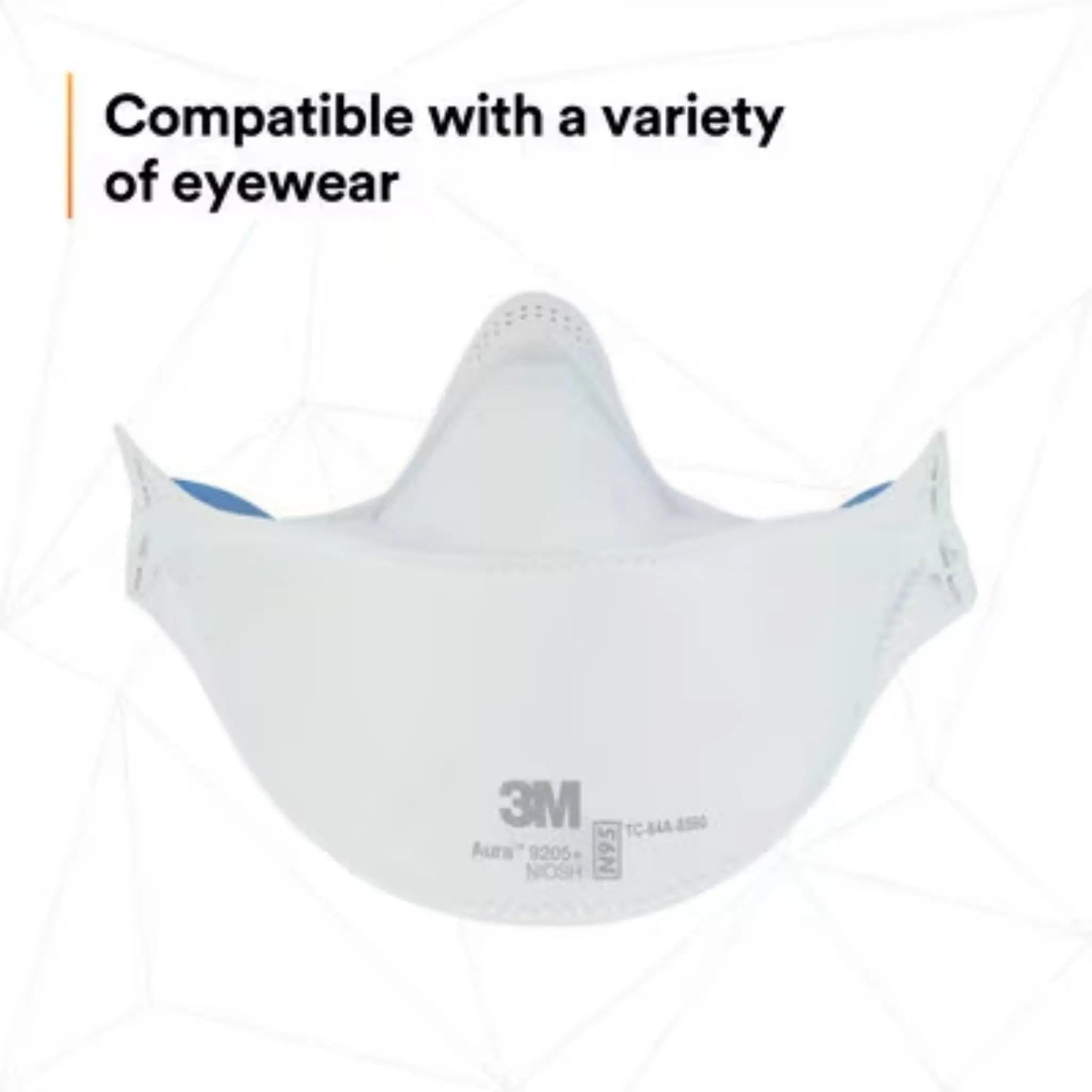 3M 9205+ N95 Aura Particulate Respirator Mask, White, Standard