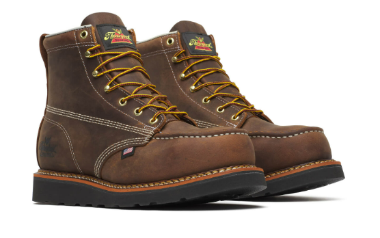 Thorogood American Heritage – 6″ Crazy Horse Safety Toe – Moc Toe Black MAXWear Wedge 804-4135 13 / EE (Wide)