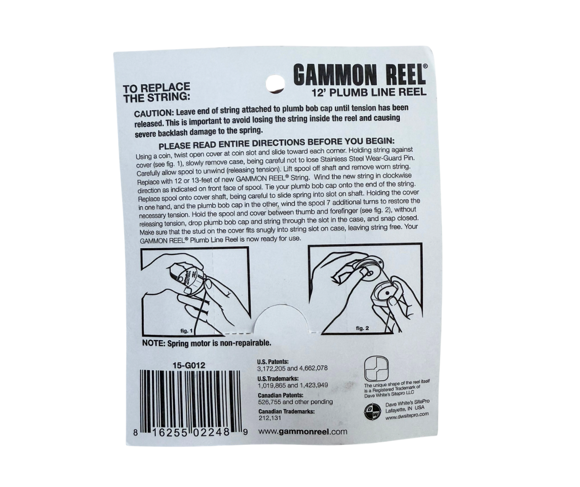 Gammon Reel 012 12-ft (3.6m) Red Cord for Construction