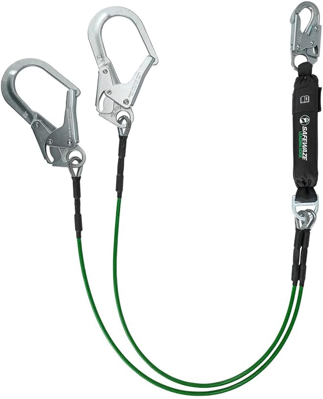 Safewaze Leading Edge 6' Energy Absorbing Lanyard: Dual Leg, Rebar Hooks