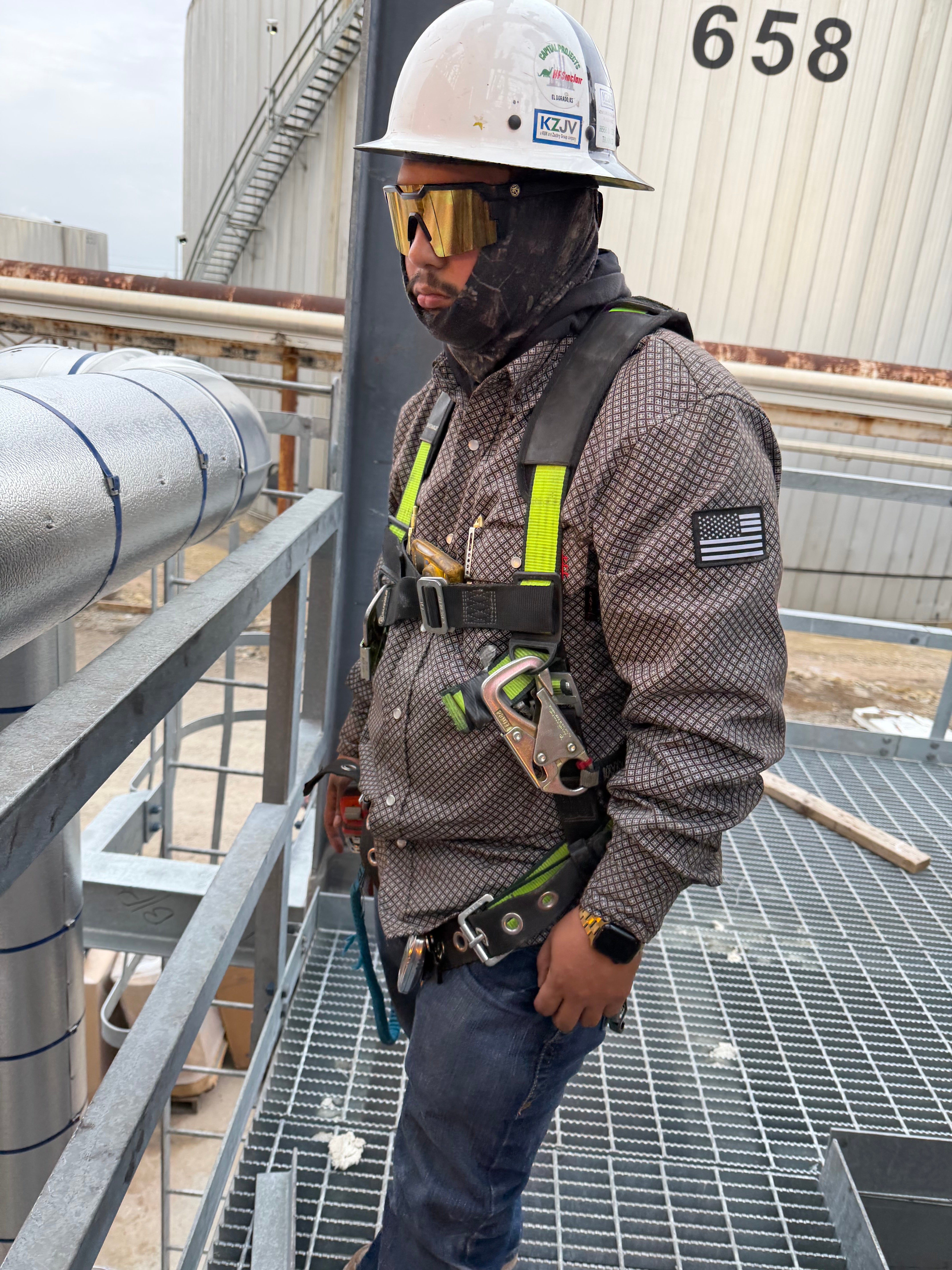 FR Pearl Snap Work Shirt - Copperhead - With U.S Flag