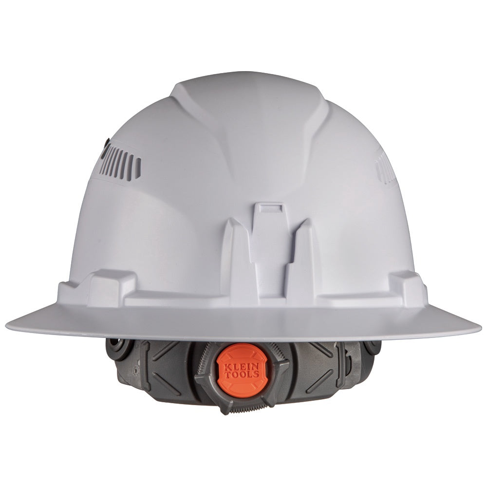 Klein Hard Hat, Vented, Full Brim with Headlamp, White