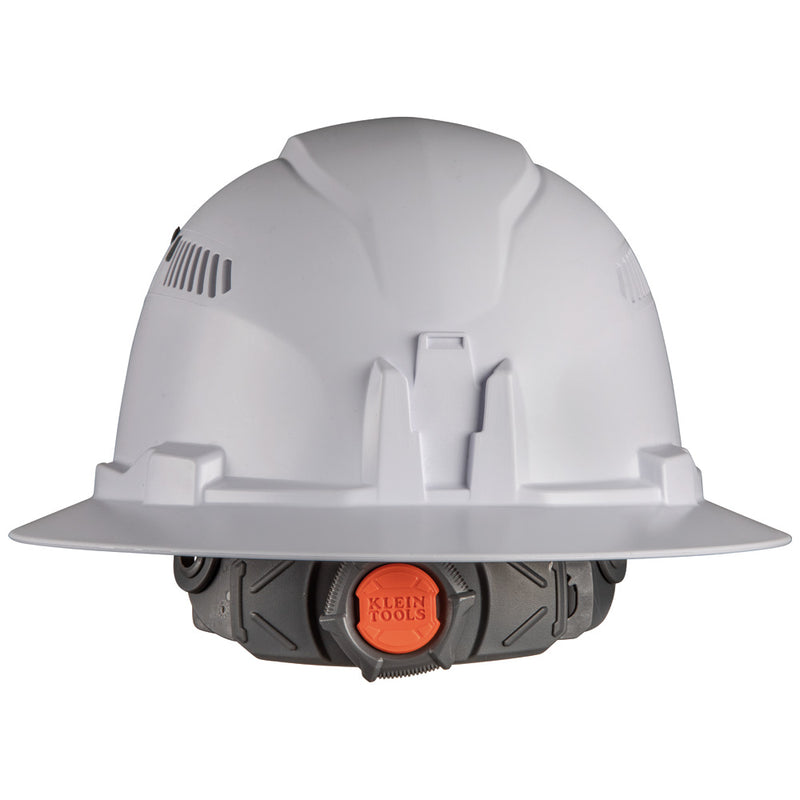 Klein Hard Hat, Vented, Full Brim with Headlamp, White