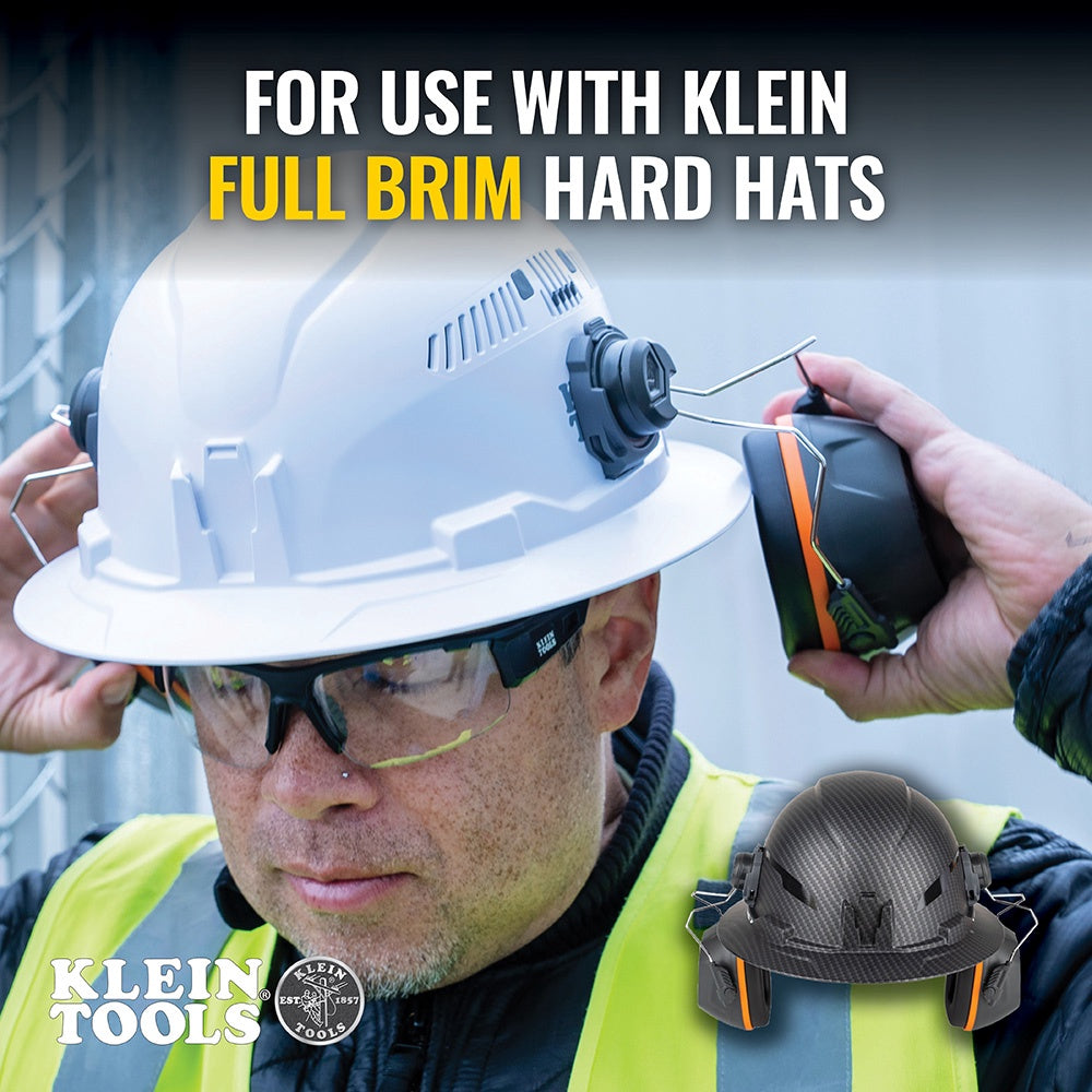 Klein  Hard Hat Earmuffs, Full Brim Style #60502