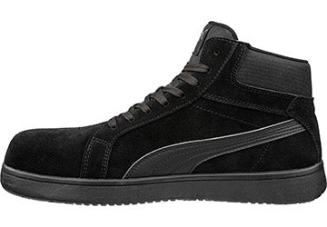 PUMA MENS ICONIC SUEDE BLK/BLK MID ASTM EH SR #630305