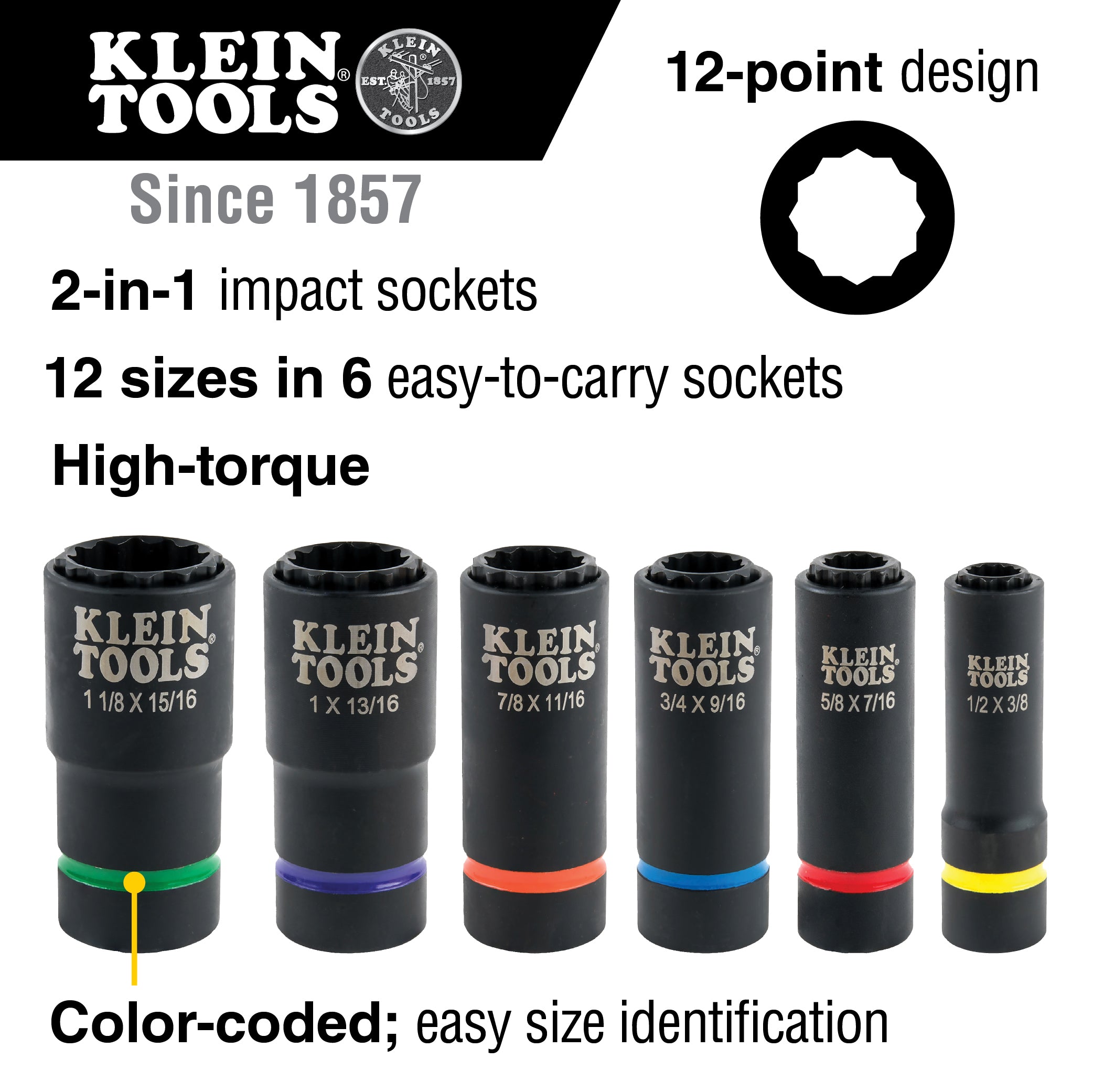 Klein 2-in-1 Impact Socket Set (6-Piece) #66010