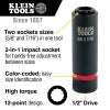 Klein 2-in-1 Impact Socket, 12-Point, 5/8 and 7/16-Inch
