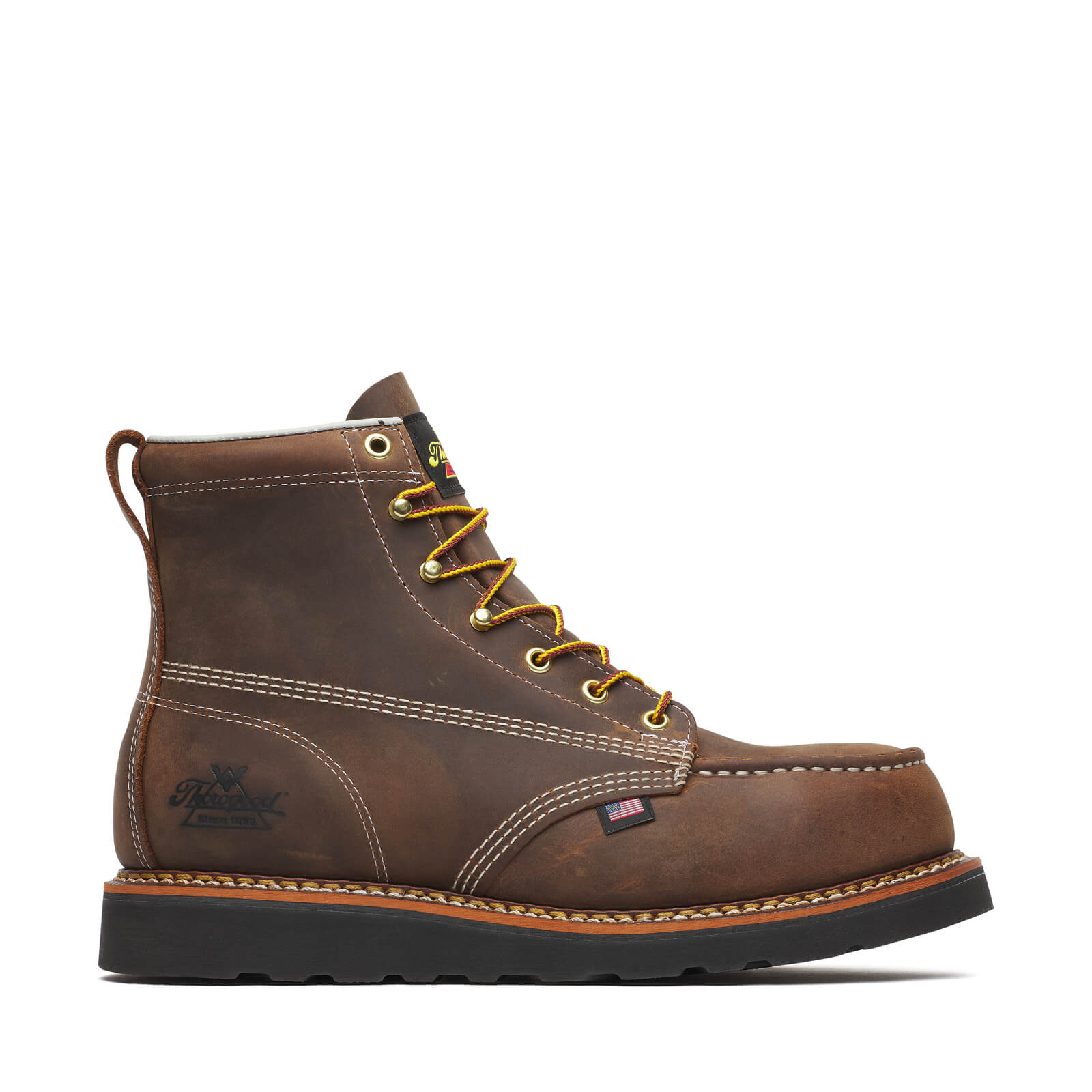 Thorogood American Heritage – 6″ Crazy Horse Safety Toe – Moc Toe Black MAXWear Wedge 804-4135 13 / EE (Wide)