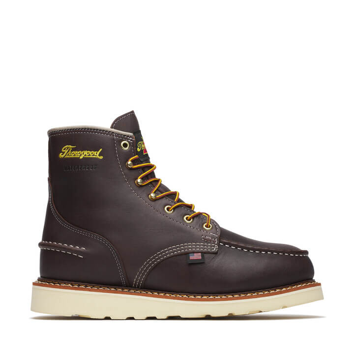 american heritage 6 tobacco moc toe maxwear wedge - 6" - Wedge The removable Ultimate Shock Absorption footbed and Poron Comfort Cushion insole provide all Maxwear Wedge Thorogood Boots Thorogood