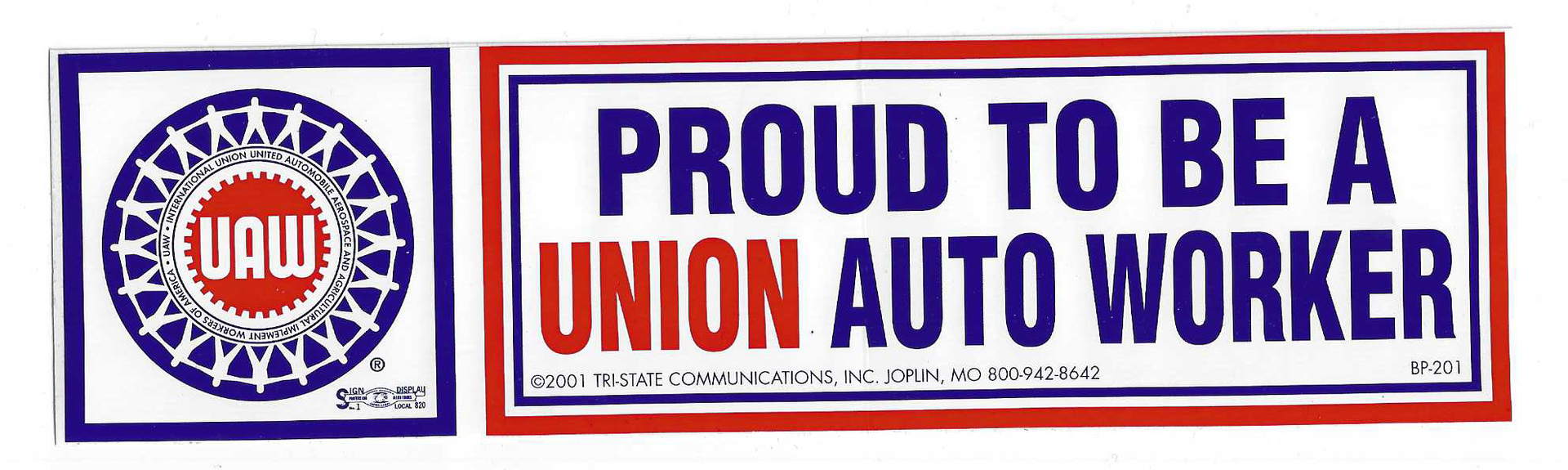 Proud to be Union Auto Worker Hard Hat Sticker #M15