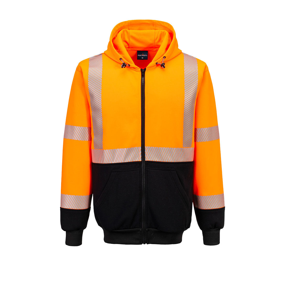Portwest Hi-Vis Contrast Segmented Tape Zipped Hoodie-UB320-Orange