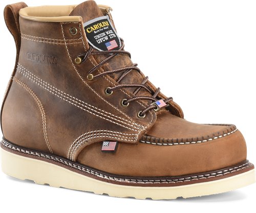 Carolina Men's 6" Domestic Dark Brown Steel Toe, Moc Toe Wedge Work Boot #CA7811